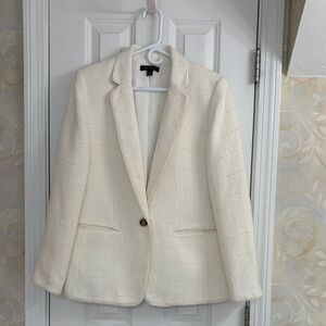 Ann Taylor Elegant Hutton Textured Ivory Blazer